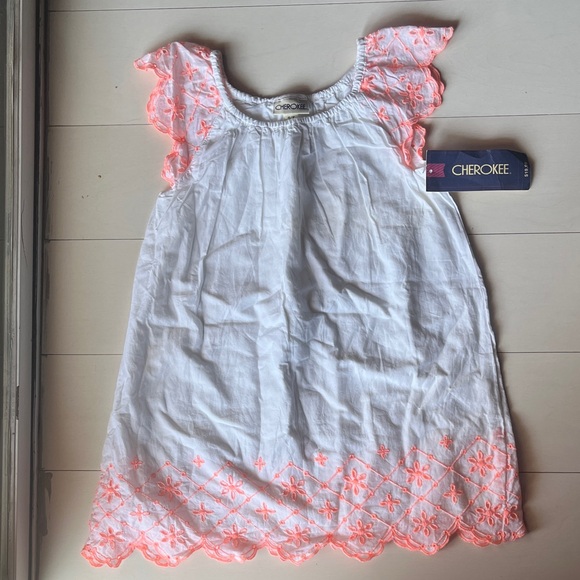 Girls Cherokee White Dress with Pink Embroidery size 6/6x - Picture 1 of 3